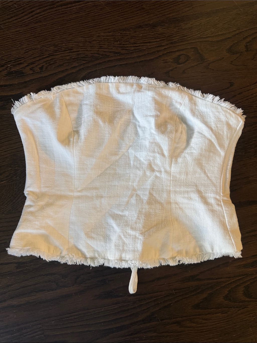 Meshki Annie Strapless Tie Back Linen Top - White
